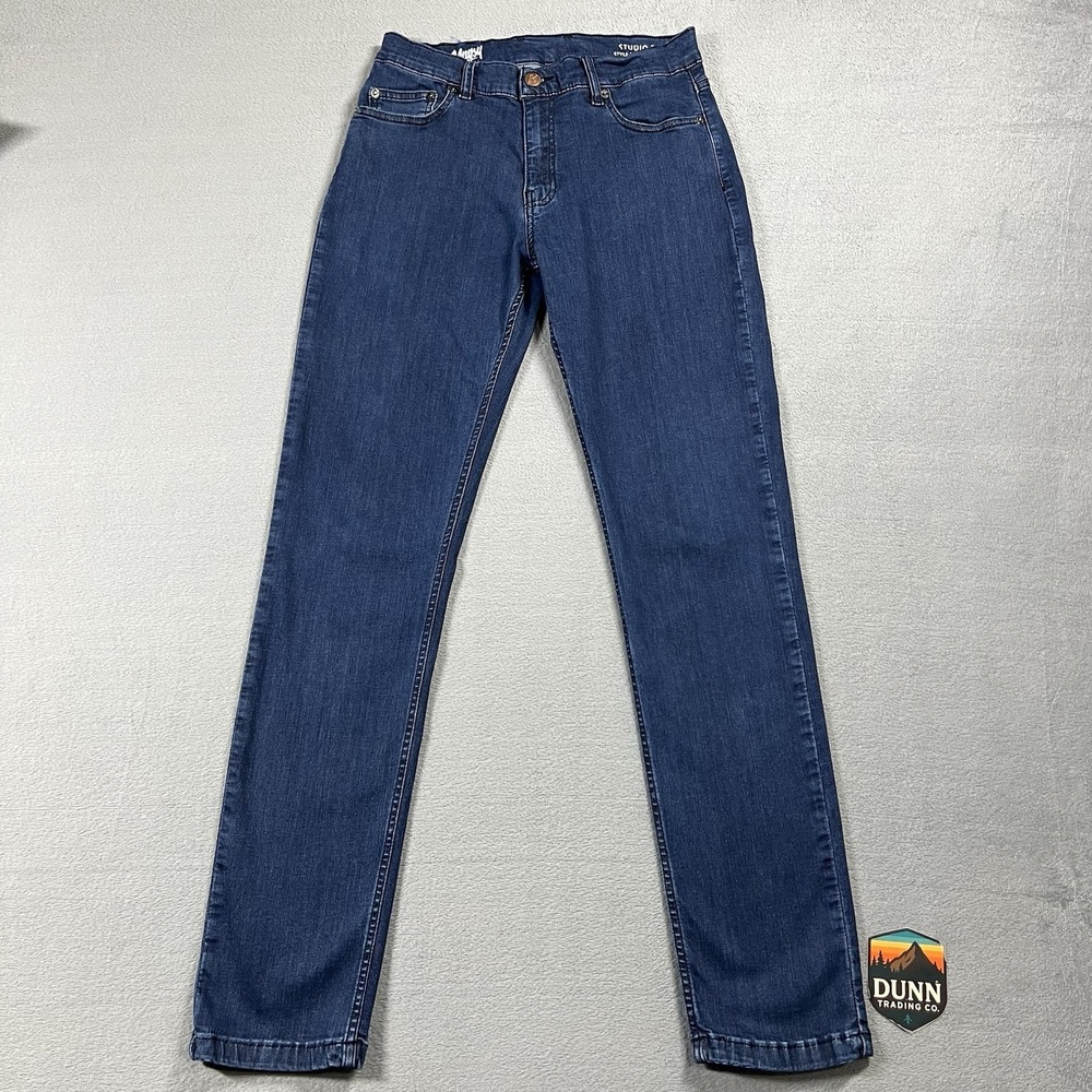 Mugsy Jeans Mens 32x34 Blue Studio Blues Straight Dark Wash Stretch Denim